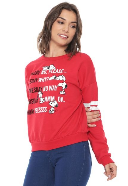 Moletom Flanelado Fechado Cativa Snoopy Vermelho - Marca Cativa Snoopy