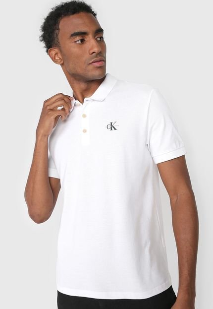 Camisa Polo Calvin Klein Jeans Reta Logo Branca - Marca Calvin Klein Jeans