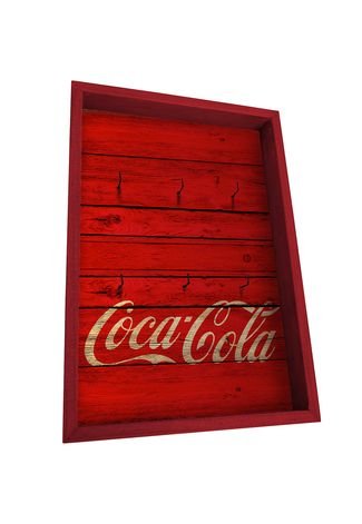 Porta-Chave Coca Cola Home Collection Madeira Wood Style Vermelho