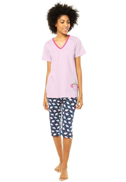 Pijama Puket Smile Everyday Rosa/Azul - Marca Puket
