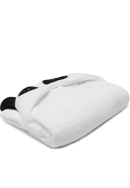 Manta com Capuz Lepper Bebê Panda Bordado Branco 76 x 1,02 - Marca Lepper
