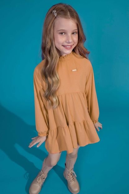 Vestido Infantil Menina Gola Alta Colorittá Marrom - Marca Colorittá