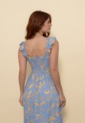 Vestido Luma Lastex Busto Floral Azul - Marca Aura