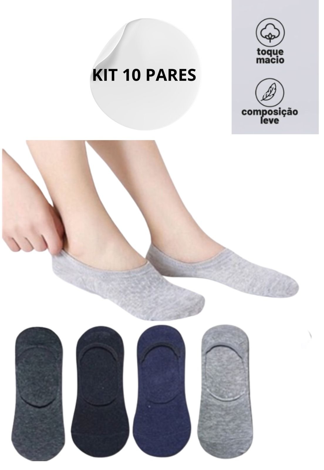 Kit 10 Pares De Meias Femininas Sapatilhas Invisível Soquete Algodao Premium - Marca INCONXBRAND