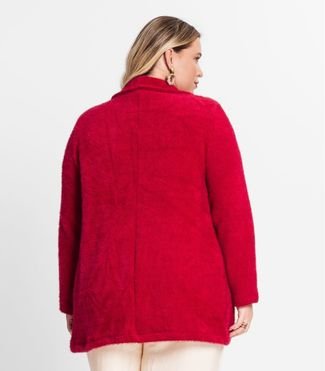 Casaco Feminino Plus Size Em Tweed Secret Glam Vermelho