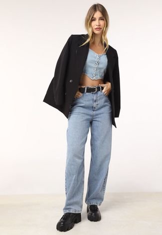 Regata Cropped Jeans Trendyol Collection Ilhoses Azul