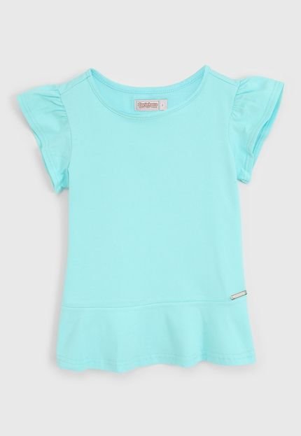 Blusa Carinhoso Infantil Babado Azul - Marca Carinhoso
