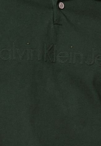 Camisa Polo Manga Curta Calvin Klein Jeans Logo Verde