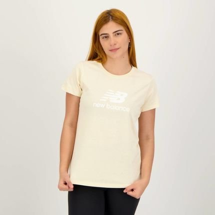 Camiseta New Balance Essentials Basic Feminina Creme - Marca New Balance