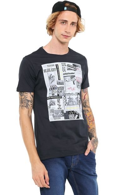 Camiseta Ride Skateboard Manga Curta Estampada Preta - Marca Ride Skateboard