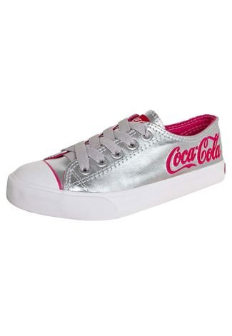 Tênis Coca-Cola Shoes New Leather Low Prata