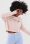 Camiseta Cropped Coca-Cola Jeans Never Give Up Rosa - Marca Coca-Cola Jeans