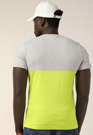 Camiseta Lacoste Color Block Neon Amarela