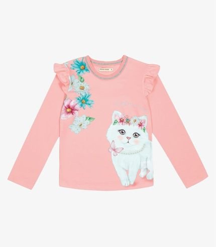 Blusa Manga Longa Infantil Gatinho Trick Nick Rosa - Marca Trick Nick