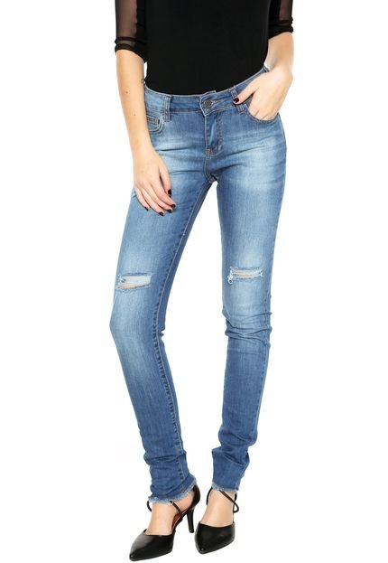 Calça Jeans Miele Skinny Estonada Azul - Marca Miele