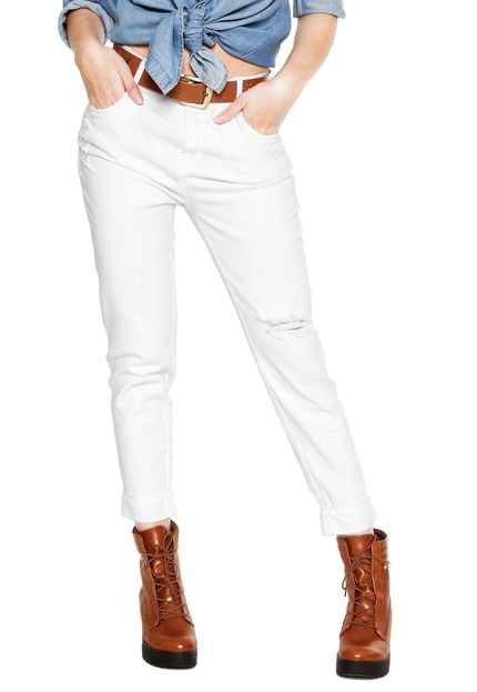 Calça Jeans Zune Boyfriend com Cinto Branca - Marca Zune