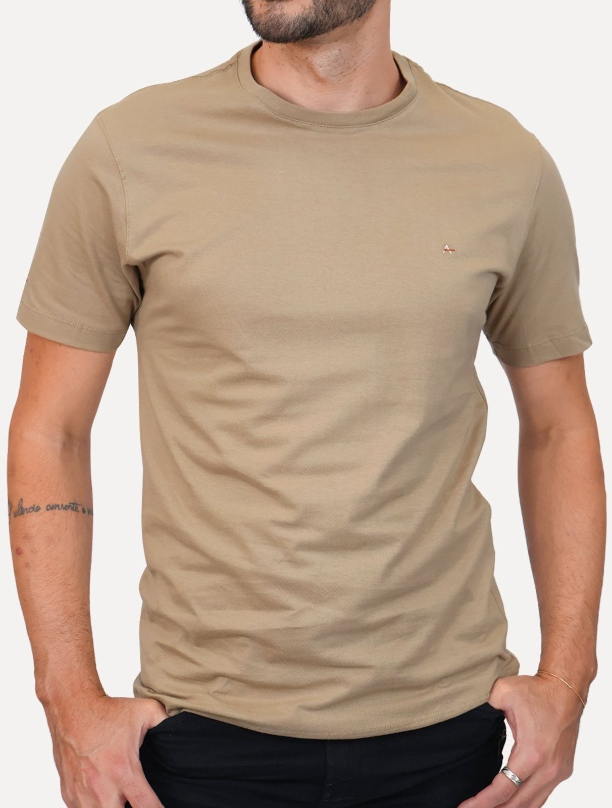 Camiseta Aramis Masculina Basic Lisa Natural Cáqui - Marca Aramis