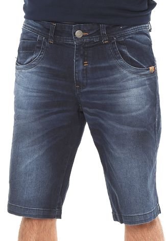 Bermuda Jeans Zune Reta Five Pockets Azul