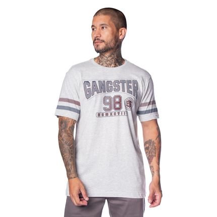 Camiseta Masculina Gangster Manga Curta 98 Cinza Claro - Marca Gangster