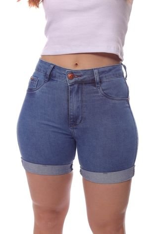 Bermuda  Jeans Feminina Meia Coxa Barra Italiana Crocker