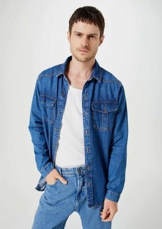 Camisa jeans deals masculina dafiti