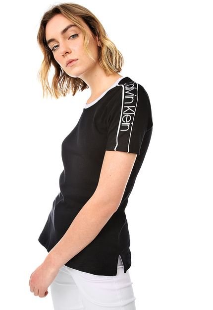 Camiseta Calvin Klein Recortes Preta/Branca - Marca Calvin Klein