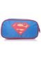 Estojo Infantil Luxcel Superman 2 Compartimentos Azul - Marca Luxcel