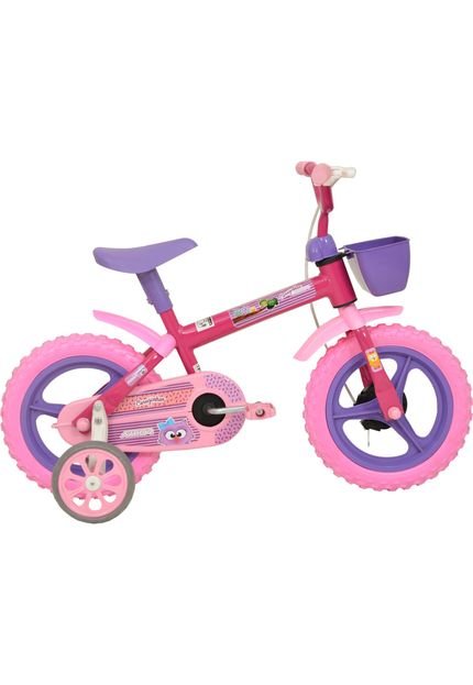Bicicleta Top Aro 12 Athor Kids Corujinhas Rosa C/ Kit Violeta - Marca Athor Bikes