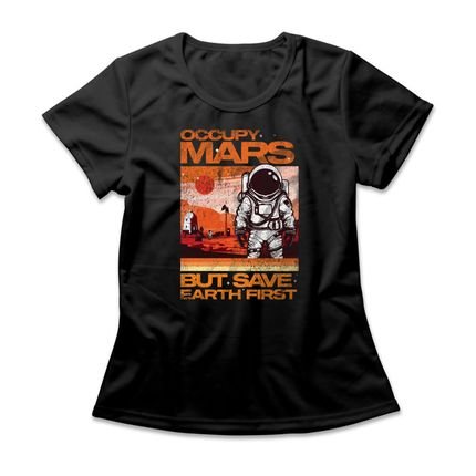 Camiseta Feminina Occupy Mars - Preto - Marca Studio Geek 