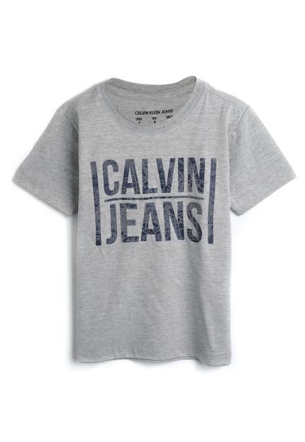 Camiseta Calvin Klein Kids Menino Escrita Cinza - Marca Calvin Klein Kids