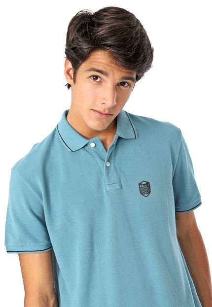 Camisa Polo Osklen Reta Brasão Azul - Marca Osklen