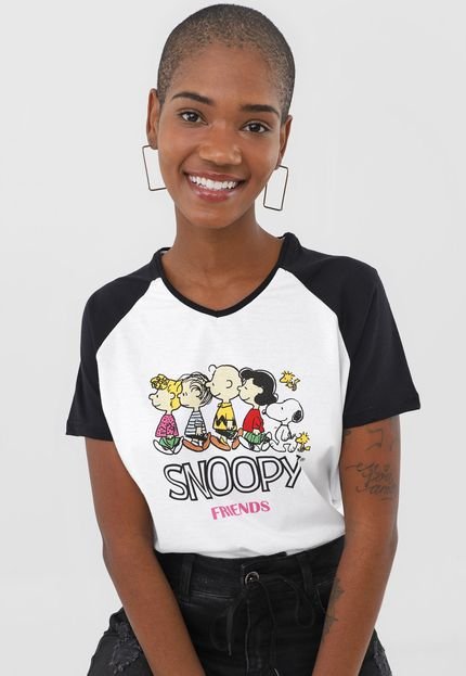 Blusa Snoopy Coleção 70 anos Raglan Branca - Marca Snoopy by Fiveblu