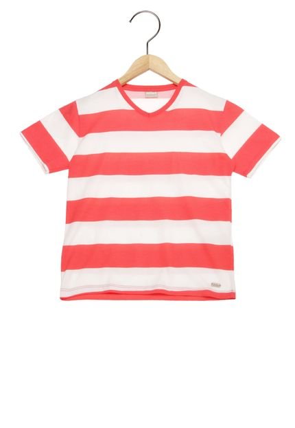 Camiseta Manga Curta Milon Listras Infantil Vermelha - Marca Milon