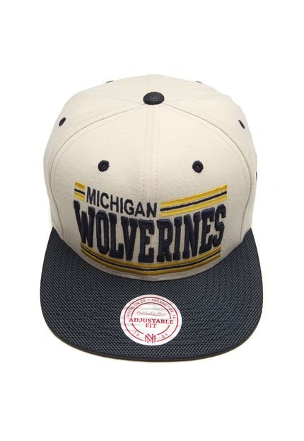Boné Mitchell & Ness New Block Michigan Wolverines Bege - Marca Mitchell & Ness