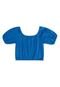 Conjunto Infantil com Cropped e Short Clochard em Malha Laise Quimby Azul - Marca Quimby