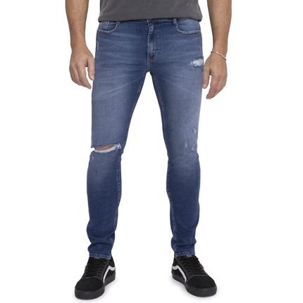 Calça Jeans Masculina Skinny Ricardo Destroyed Escura - Marca Doct