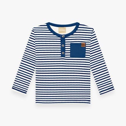 Camiseta Infantil Listrada Menino Milon Azul - Marca Milon