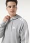 Blusa de Moletom Fechada adidas Sportswear Essentials French Terry 3-Stripes Hoodie Cinza - Marca adidas Sportswear