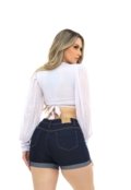 Shorts Jeans Feminino Lavagem Azul Escura Tecido Premium Confortável - Marca GARAIS MODA