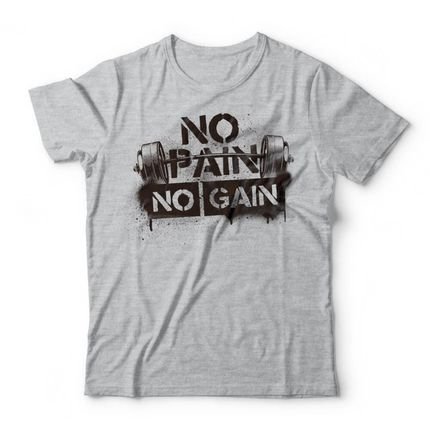 Camiseta No Pain No Gain - Mescla Cinza - Marca Studio Geek 