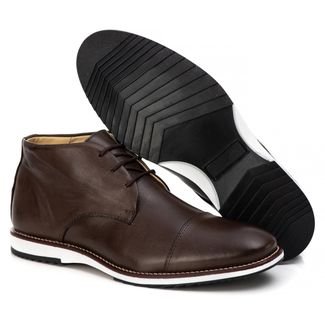 Sapato Bota Cano Baixo Oxford Casual Masculino Couro Premium Bege