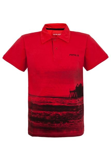 Camisa Polo Fatal Sun Vermelha - Marca Fatal Surf