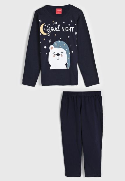 Pijama Tricae Longo Infantil Urso Azul-Marinho - Marca Tricae
