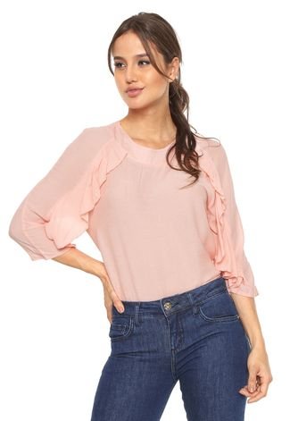 Blusa For Why Babados Rosa