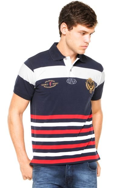 Camisa Polo Aleatory Slim Recortes Azul-Marinho - Marca Aleatory