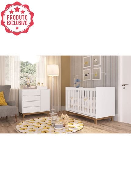 Conjunto Infantil Meu Bebê Retrô Branco Completa Móveis - Marca Completa Móveis