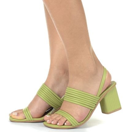 Sandália Salto Quadrado Somileve Anny Casual Tiras Verde - Marca Somileve Calçados