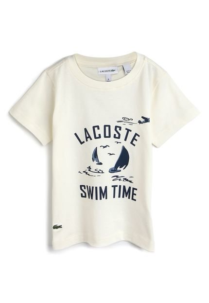 Camiseta Lacoste Kids Menino Lettering Bege - Marca Lacoste Kids