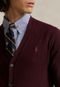 Cardigan Tricot Polo Ralph Lauren Reta Logo Vinho - Marca Polo Ralph Lauren