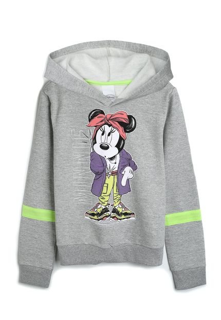 Blusa de Moletom Disney Infantil Minnie Cinza - Marca Disney